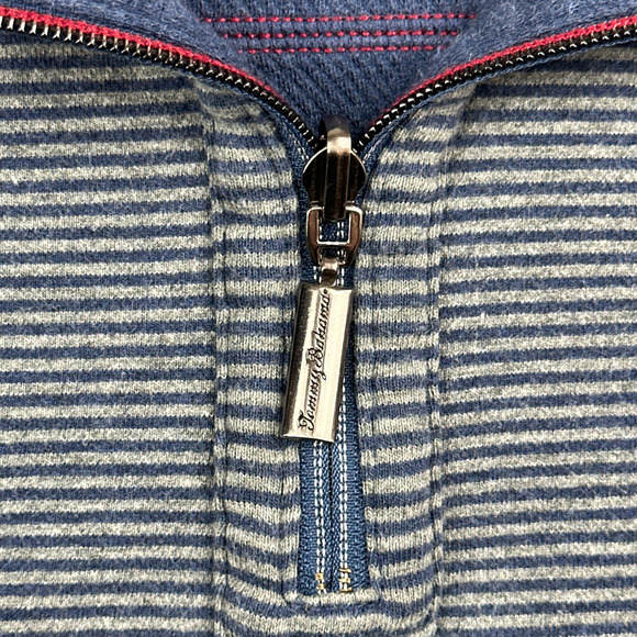Tommy Bahama Sweater Adult LARGE Blue Gray Reversible Pullover Striped Solid - Picture 5 of 12